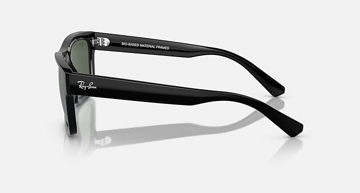 Ray-Ban sunglasses with black frame, side profile with curved temple