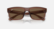 Ray-Ban rectangular sunglasses with translucent brown frame and dark brown lenses