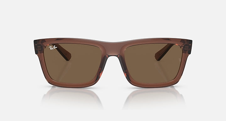 Ray-Ban square sunglasses with translucent brown frame and dark brown lenses