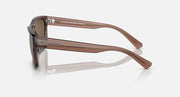 Ray-Ban sunglasses side view with translucent brown frame and dark brown lenses