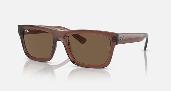 Ray-Ban square sunglasses with translucent brown frame and dark brown lenses