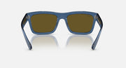Ray-Ban sunglasses with blue frame and brown lenses, front view