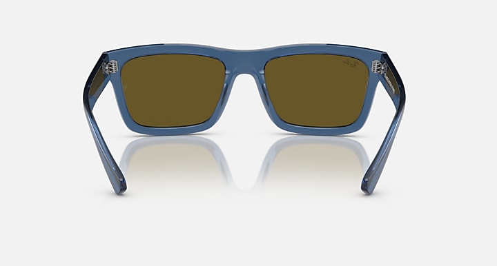Ray-Ban sunglasses with blue frame and brown lenses, front view