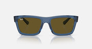 Ray-Ban sunglasses with blue frame and brown lenses, front view