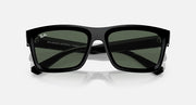 Black sunglasses with dark green lenses and Bio-based material frame detail