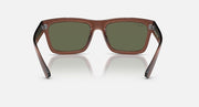 Transparent brown square sunglasses with dark green lenses, front view