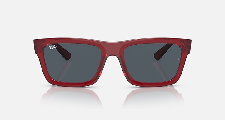 Ray-Ban Warren RB4396 sunglasses, front view of red frame with dark gray lenses