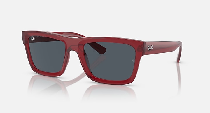 Ray-Ban Warren RB4396 sunglasses with red acetate frame and dark gray lenses