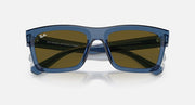 Ray-Ban Warren RB4396 sunglasses, top view blue frame with dark olive lenses