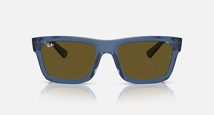 Ray-Ban Warren RB4396 sunglasses, front view of blue frame with olive lenses