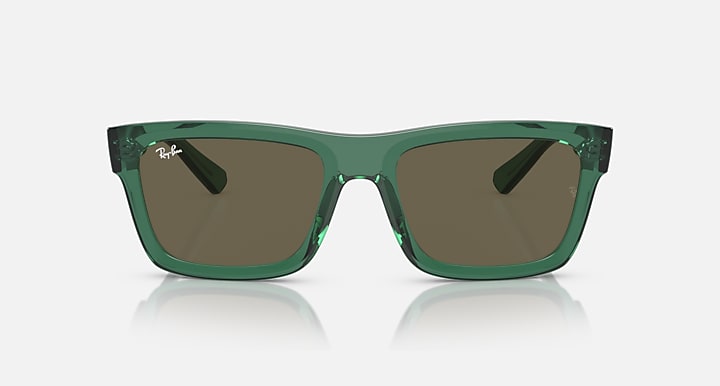 Ray-Ban Warren RB4396 sunglasses, front view, green frame with brown tinted lenses