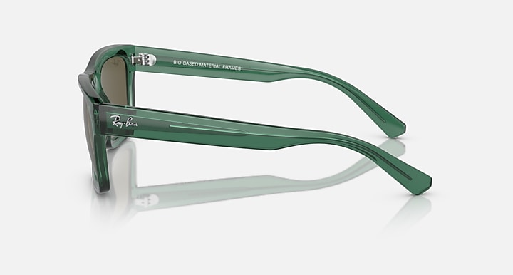 Ray-Ban Warren RB4396 sunglasses, green temple arms with Ray-Ban logo, brown lenses