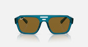 Blue-green full-rim sunglasses with brown gradient lenses, front view