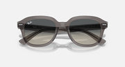 Ray-Ban Erik low-bridge sunglasses in dark frame with smoky lenses, front close-up