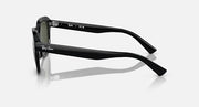 Ray-Ban Erik low-bridge sunglasses, side profile with black frame and curved metal arms