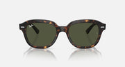 Tortoiseshell Ray-Ban sunglasses with green lenses, round cat-eye shape