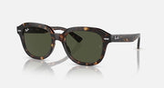 Tortoiseshell Ray-Ban sunglasses with green lenses, full-rim, low bridge fit