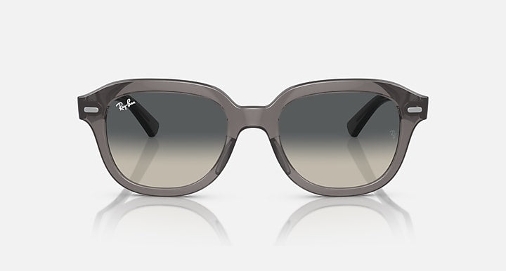 Ray-Ban Erik RB4398 sunglasses, gray rounded frames with dark smoke lenses