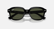 Ray-Ban Erik RB4398 sunglasses front view with green-tinted lenses on black frames