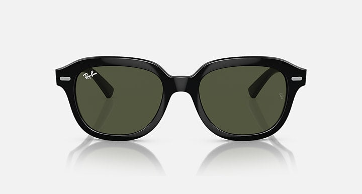 Ray-Ban Erik RB4398 sunglasses, black rounded frames with green smoke lenses