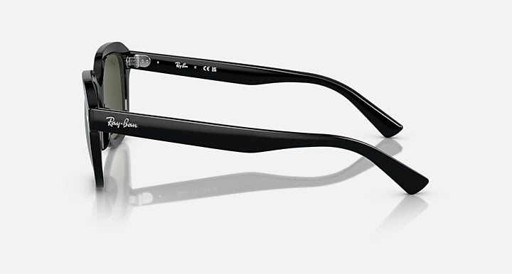 Ray-Ban Erik RB4398 sunglasses side view with black frame and green-tinted lenses