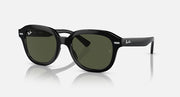 Ray-Ban Erik RB4398 sunglasses with black frames and green-tinted lenses