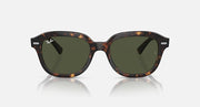 Ray-Ban full-rim sunglasses with dark tortoise frame and green-tinted lenses