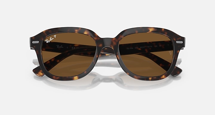 Ray-Ban full-rim sunglasses with dark tortoise frame and dark brown tinted lenses
