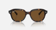Ray-Ban full-rim sunglasses with dark tortoise frame and brown-tinted lenses