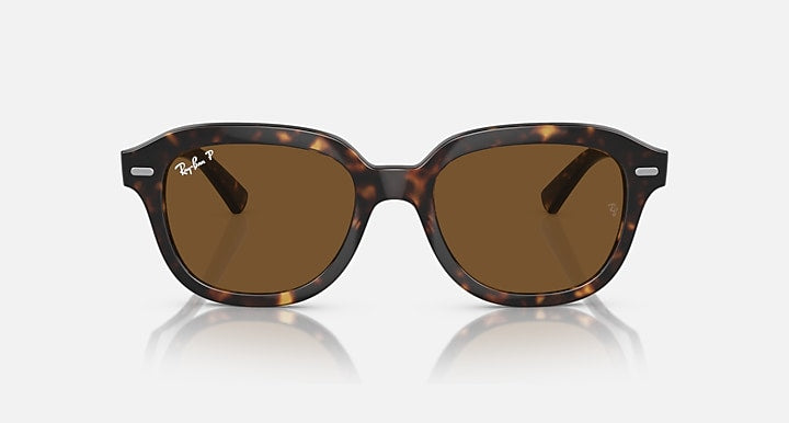 Ray-Ban full-rim sunglasses with dark tortoise frame and brown-tinted lenses