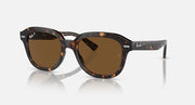 Ray-Ban full-rim sunglasses with dark tortoise frame and brown gradient lenses