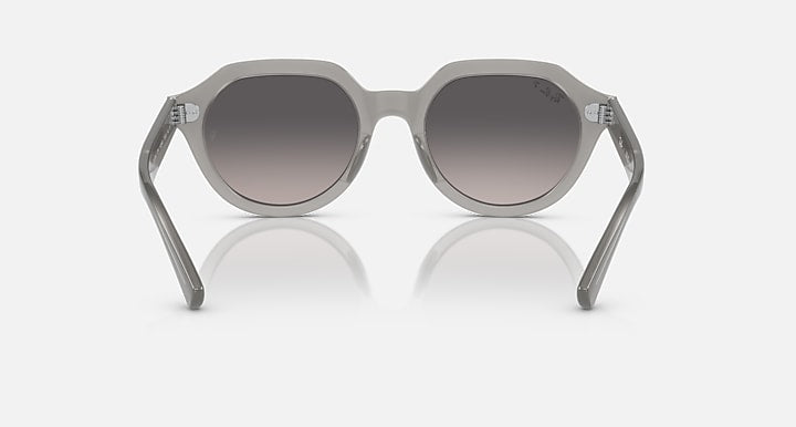 Ray-Ban Gina Low Bridge Fit sunglasses, gray round frames with dark gradient lens fronts
