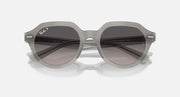 Ray-Ban Gina Low Bridge Fit sunglasses, gray round frames with dark tinted lenses