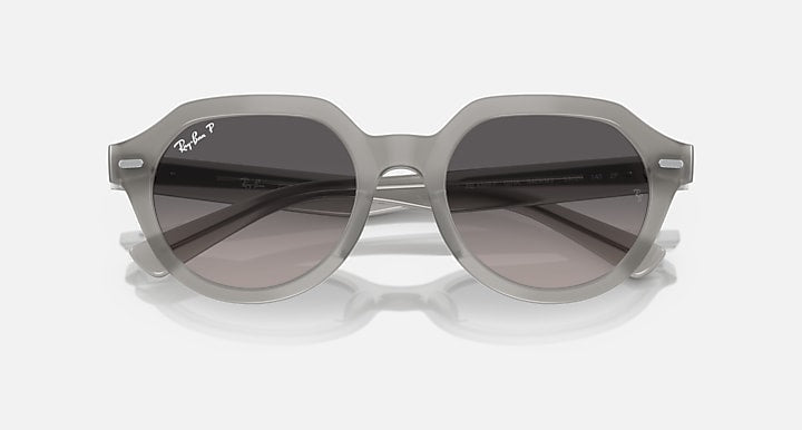 Ray-Ban Gina Low Bridge Fit sunglasses, gray round frames with dark tinted lenses