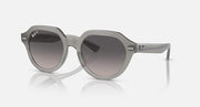 Ray-Ban Gina Low Bridge Fit sunglasses, gray round frames with dark gradient lenses