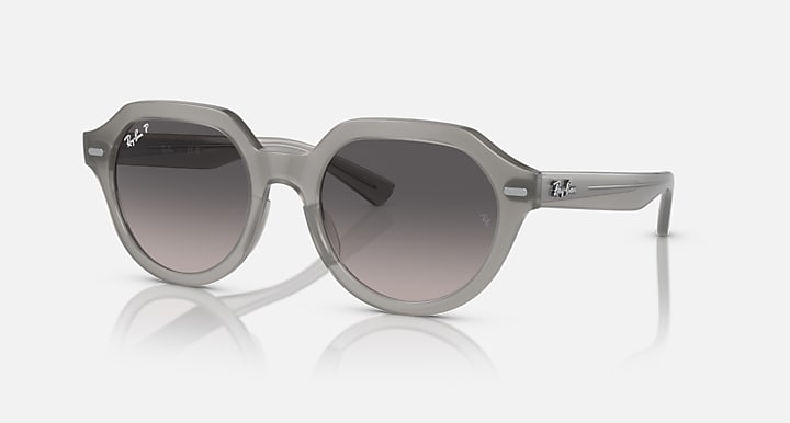 Ray-Ban Gina Low Bridge Fit sunglasses, gray round frames with dark gradient lenses
