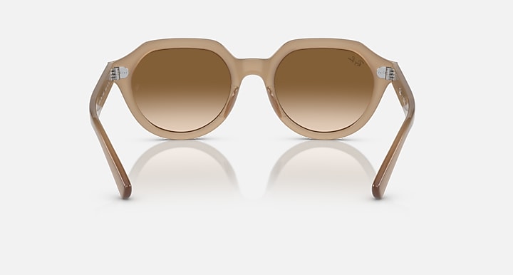 Ray-Ban Gina sunglasses with tan frame, round lenses, and bridge detail, top view