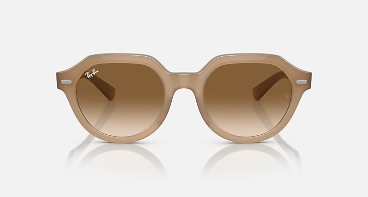 Ray-Ban Gina sunglasses with tan/brown full-rim and brown tinted lenses, front view