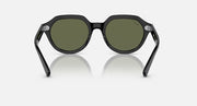 Ray-Ban Gina sunglasses with black frame and round dark green lenses, front view