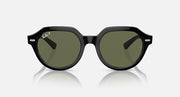Ray-Ban Gina sunglasses with black full-rim and dark green lenses, front view