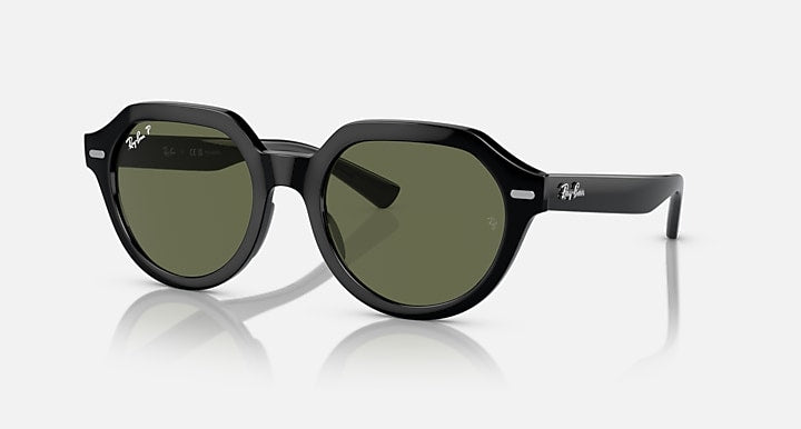 Ray-Ban Gina sunglasses with black frame and dark green polarized lenses