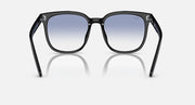 Ray-Ban RB4401D black square sunglasses with blue gradient lenses, front with top rivets