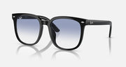 Ray-Ban RB4401D black square sunglasses with blue gradient lenses, front view