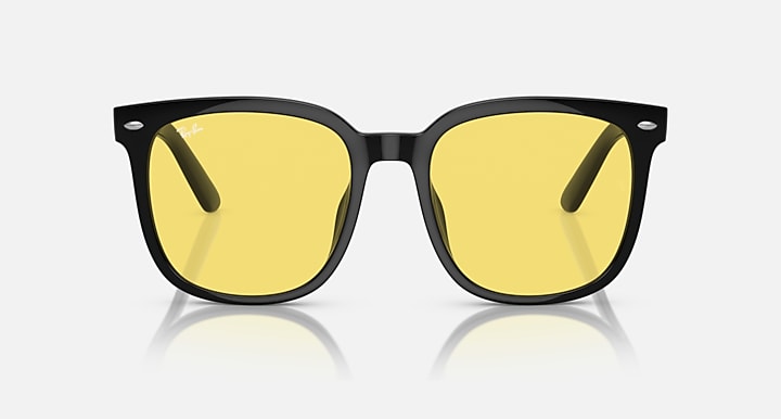 Black frame sunglasses with yellow tinted lenses, front view