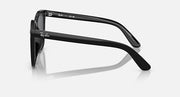 Black sunglasses side profile with dark lens rim and curved temple