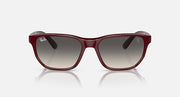 Ray-Ban RB4404M sunglasses, dark red frames with dark grey gradient lenses