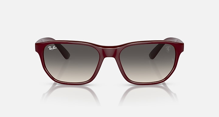 Ray-Ban RB4404M sunglasses, dark red frames with dark grey gradient lenses