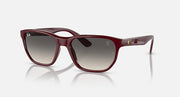 Ray-Ban RB4404M sunglasses, dark red frames with grey gradient lenses