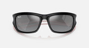 Black sunglasses with dark grey gradient lenses and rounded-rectangular frame