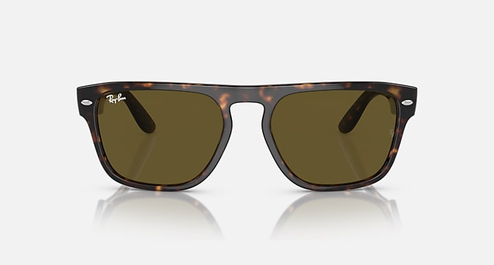 Ray-Ban RB4407 sunglasses, dark tortoiseshell frame and olive lenses, top/front view